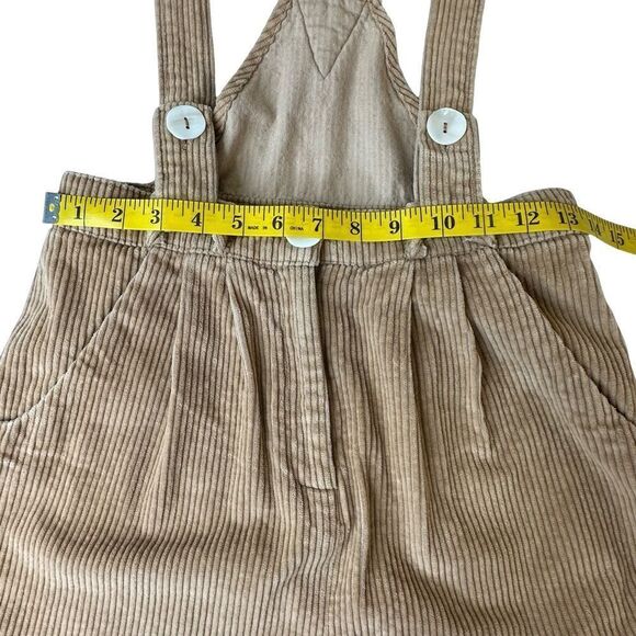 SeamsFriendly Khaki Beige Cotton Corduroy Short Dungaree Jumpsuit Size Small - Picture 7 of 16